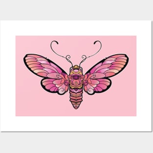 cute pink moth Posters and Art